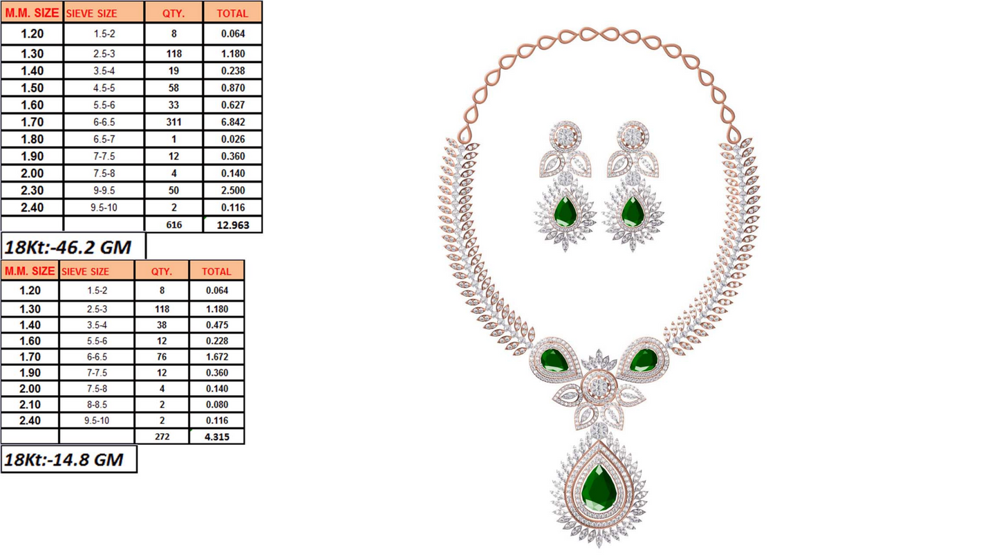 18K Gold Custom Diamond Necklace & Earring Set | 8 Designs | Moissanite Lab Diamond CZ | Bridal Luxury Fine Jewelry | Bo Cheng Jewelry