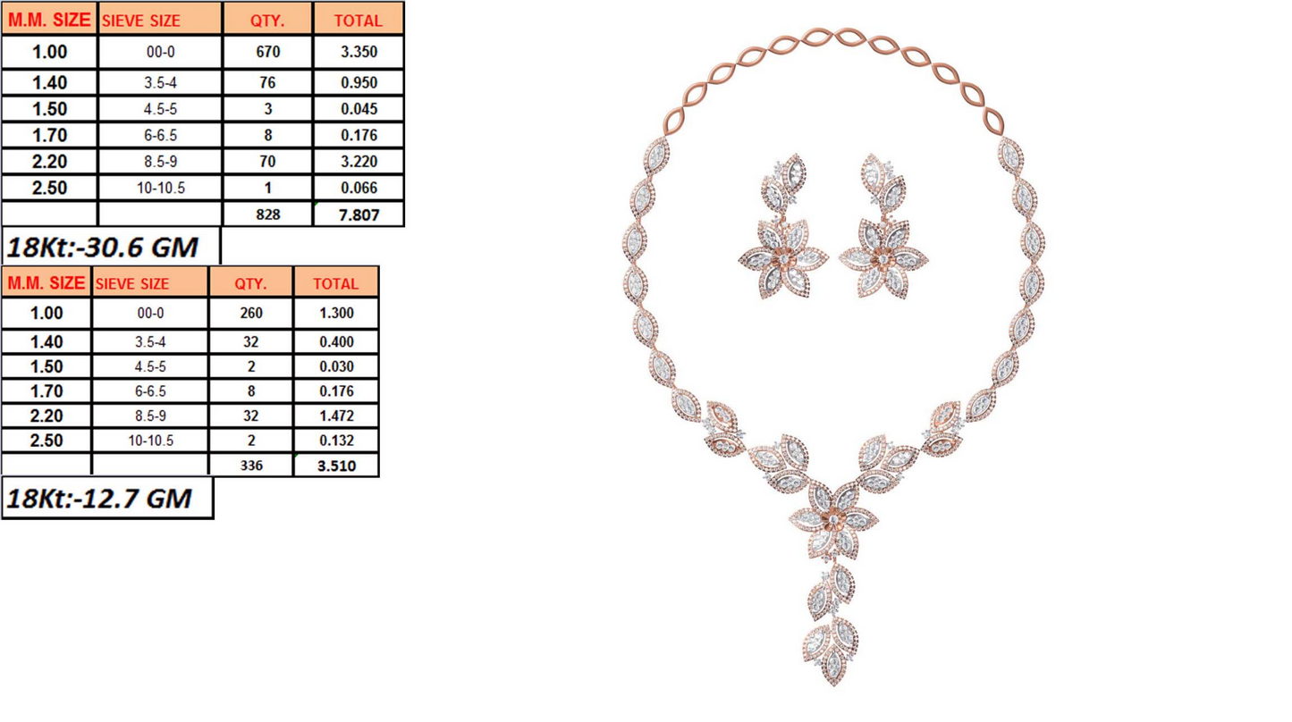 18K Gold Custom Diamond Necklace & Earring Set | 10 Designs | Moissanite Lab Diamond CZ | Bridal Luxury Fine Jewelry | Bo Cheng Jewelry