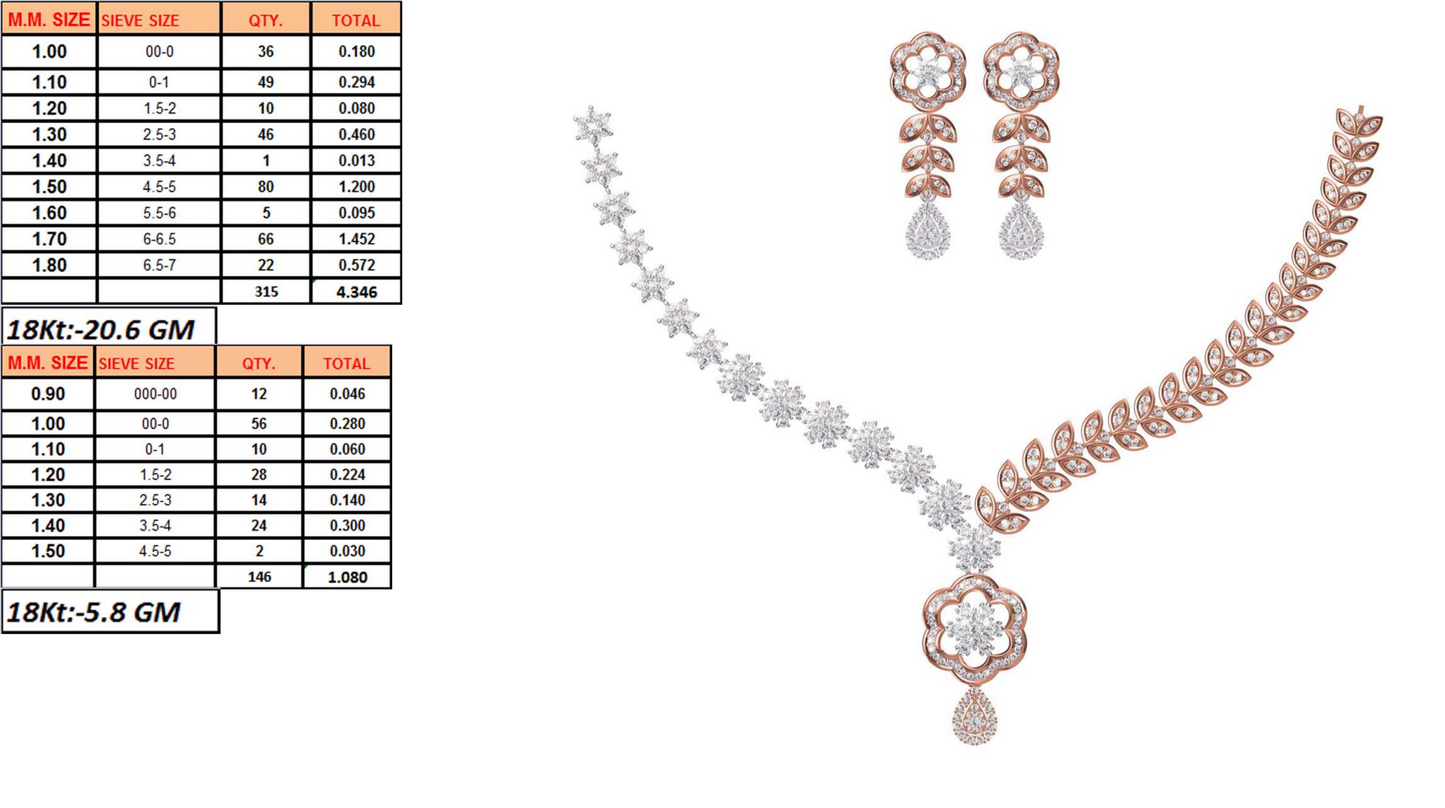 18K Gold Custom Diamond Necklace & Earring Set | 10 Designs | Moissanite Lab Diamond CZ | Bridal Luxury Fine Jewelry | Bo Cheng Jewelry