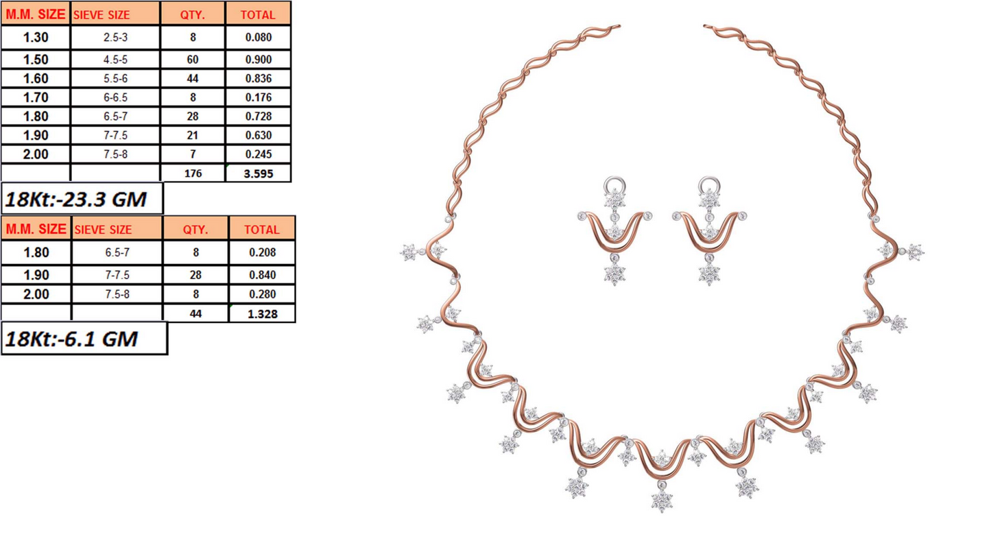 18K Gold Custom Diamond Necklace & Earring Set | 10 Designs | Moissanite Lab Diamond CZ | Bridal Luxury Fine Jewelry | Bo Cheng Jewelry