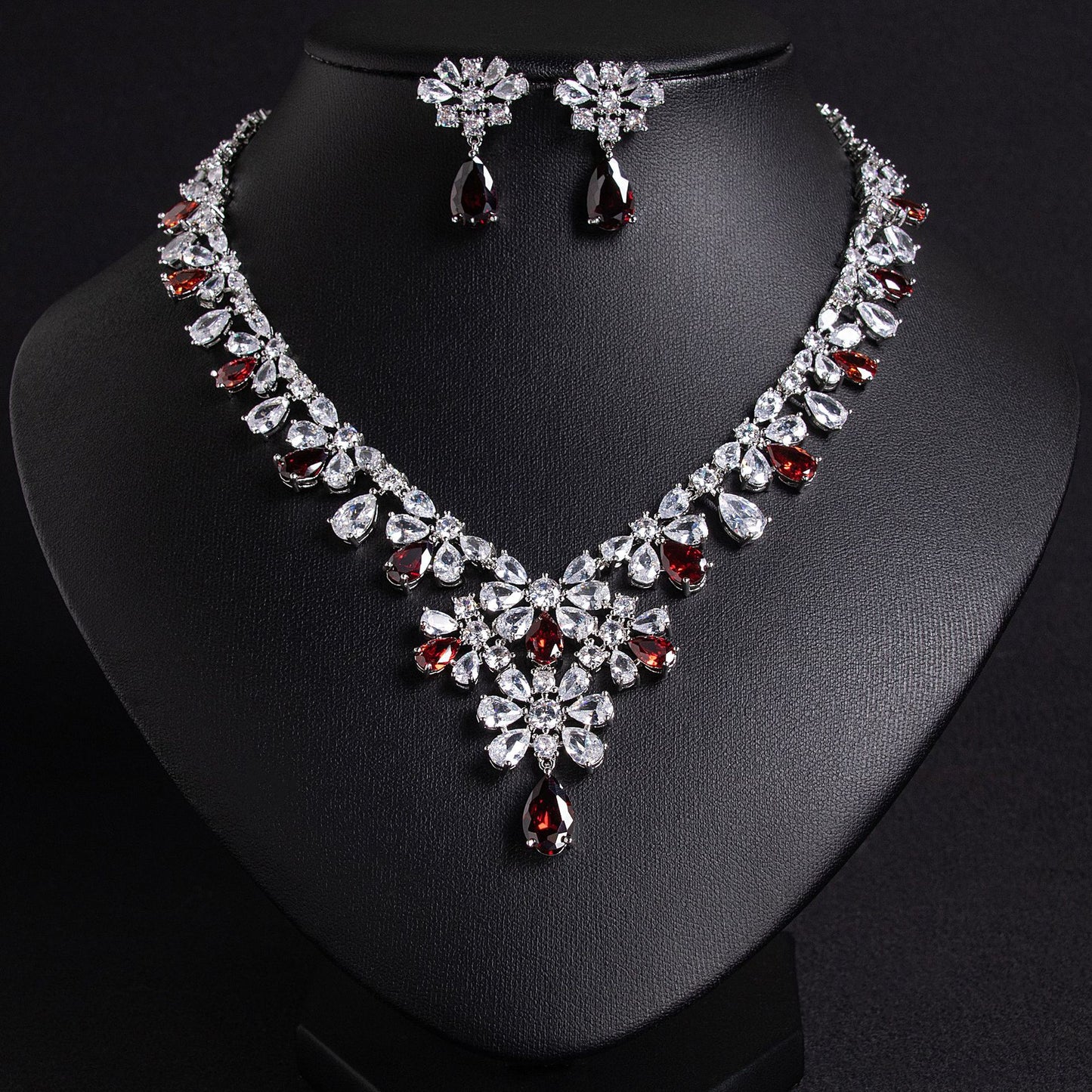 CZ Bridal Jewelry Set 18K Gold Plated Party Wholesale View 8