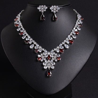 CZ Bridal Jewelry Set 18K Gold Plated Party Wholesale View 8