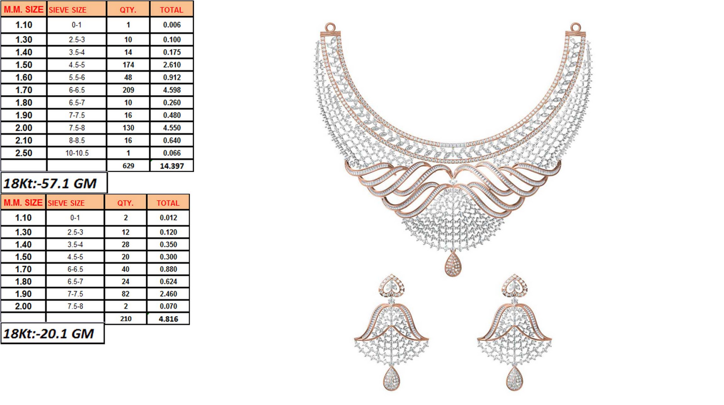 18K Gold Custom Diamond Necklace & Earring Set | 10 Designs | Moissanite Lab Diamond CZ | Bridal Luxury Fine Jewelry | Bo Cheng Jewelry
