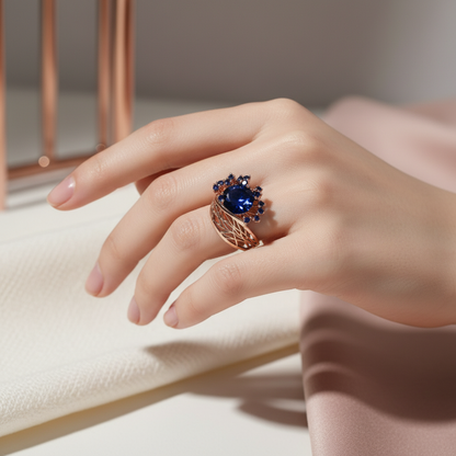 紫色锆石戒指佩戴展示