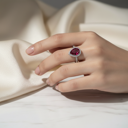 红刚玉戒指佩戴展示