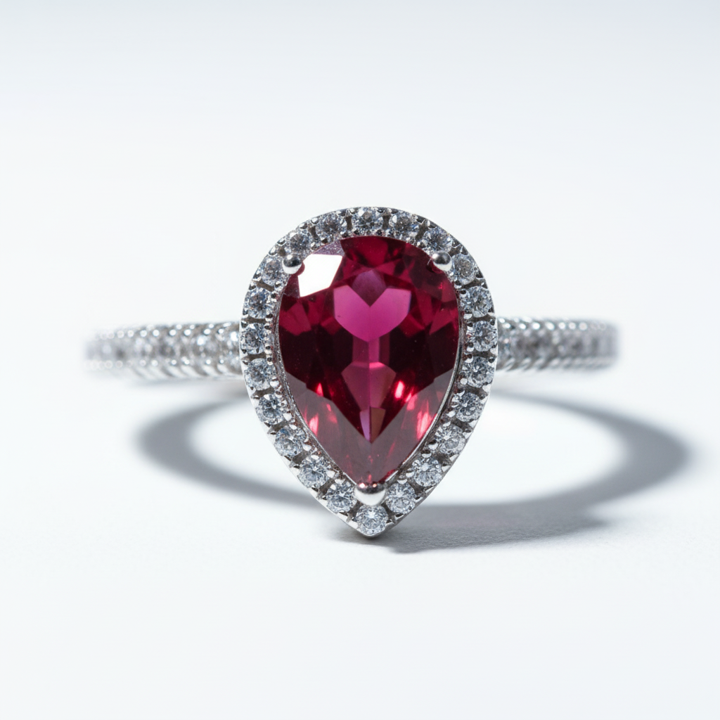 红刚玉戒指细节特写