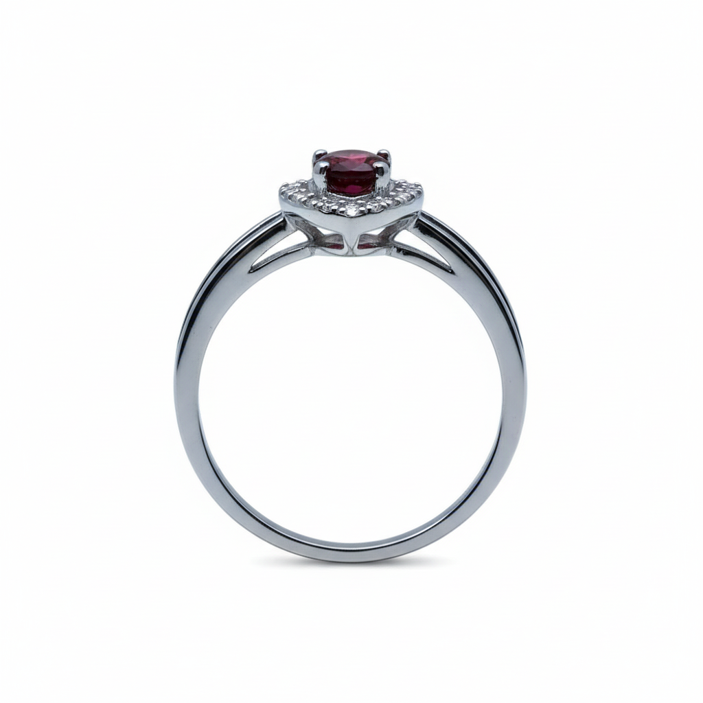 心形石榴石戒指侧面图