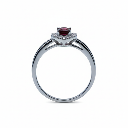 心形石榴石戒指侧面图