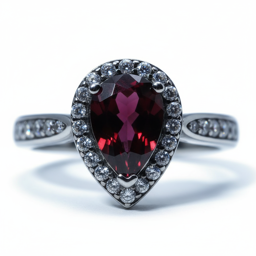 石榴石戒指细节特写