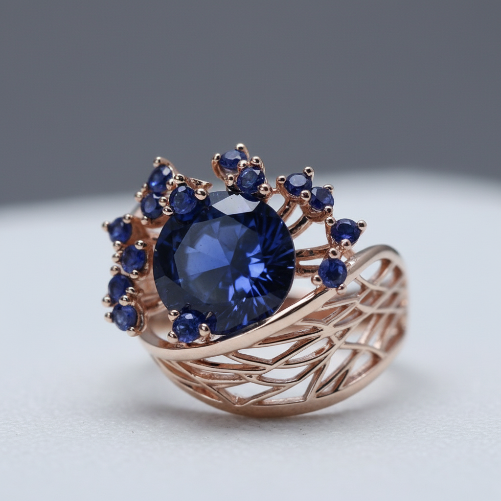 紫色锆石戒指细节特写