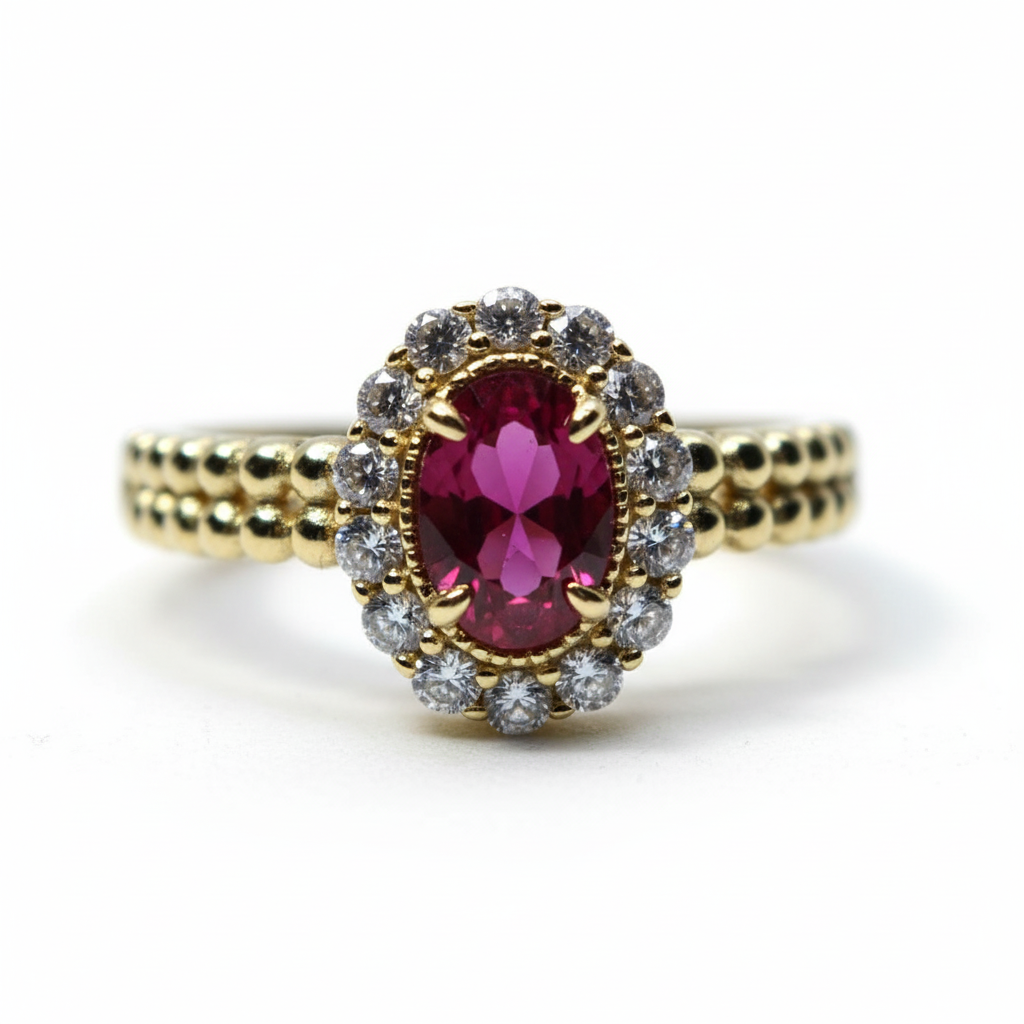 石榴石闭口戒指细节特写