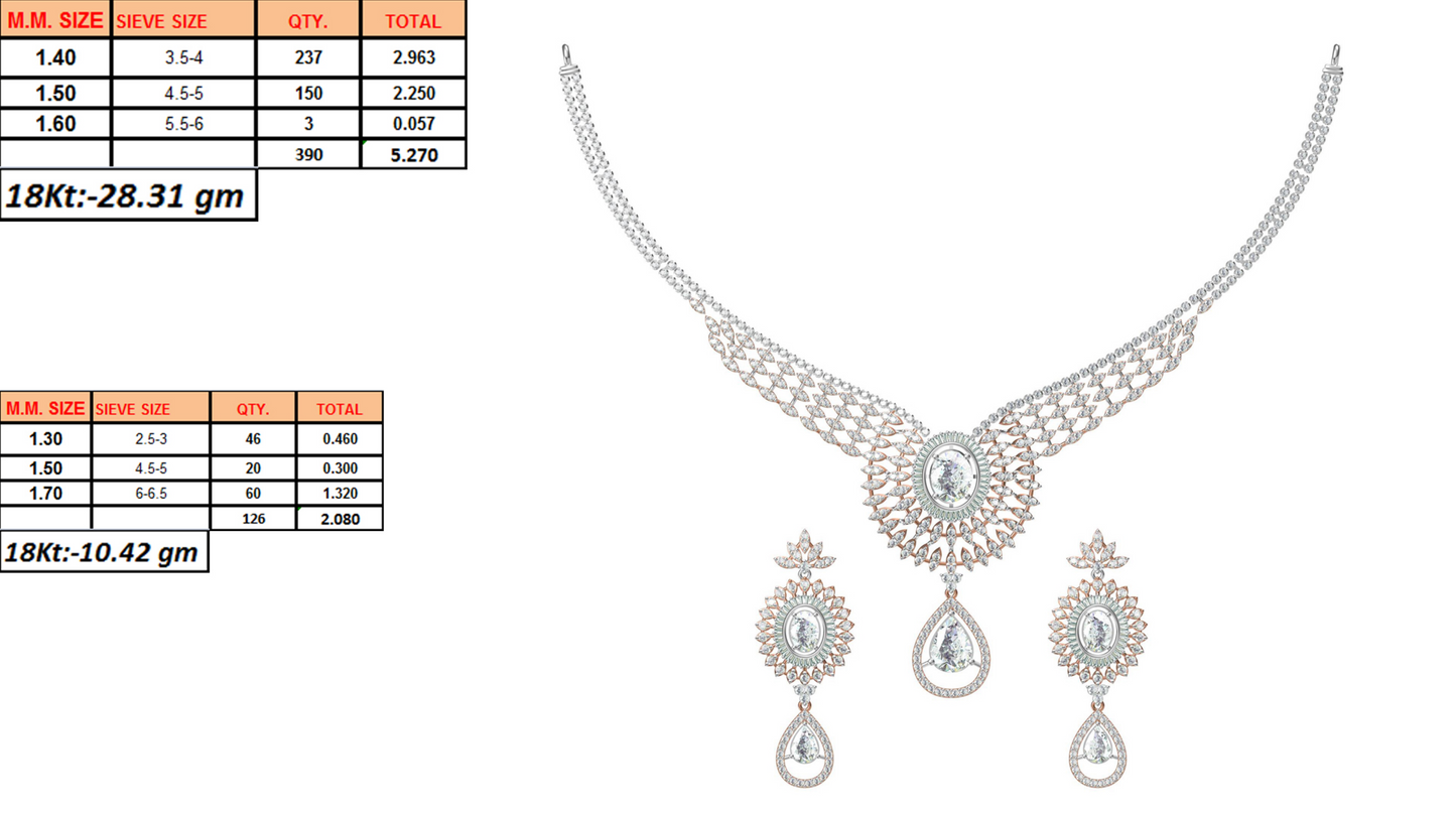 18K Gold Custom Diamond Necklace & Earring Set | 10 Designs | Moissanite Lab Diamond CZ | Bridal Luxury Fine Jewelry | Bo Cheng Jewelry
