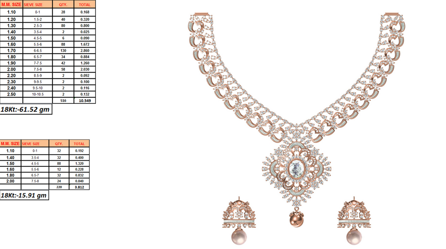 18K Gold Custom Diamond Necklace & Earring Set | 10 Designs | Moissanite Lab Diamond CZ | Bridal Luxury Fine Jewelry | Bo Cheng Jewelry