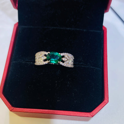 925 Silver Classic Oval Lab Grown Emerald Ring Women Wholesale