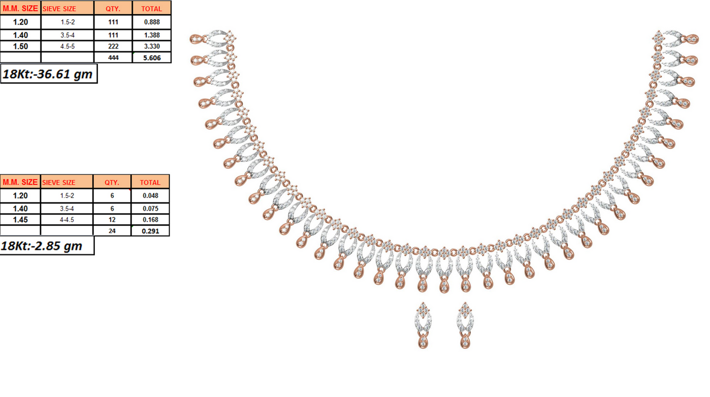 18K Gold Custom Diamond Necklace & Earring Set | 10 Designs | Moissanite Lab Diamond CZ | Bridal Luxury Fine Jewelry | Bo Cheng Jewelry
