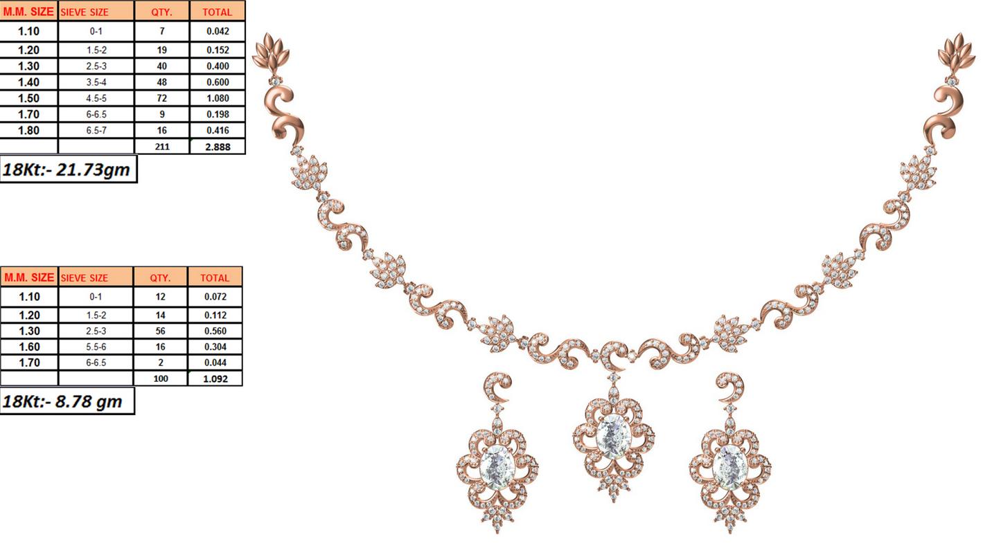 18K Gold Custom Diamond Necklace & Earring Set | 10 Designs | Moissanite Lab Diamond CZ | Bridal Luxury Fine Jewelry | Bo Cheng Jewelry