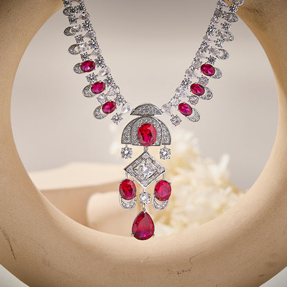 Wholesale Red Bead Lotus Necklace