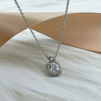 Rectangular White Diamond Necklace