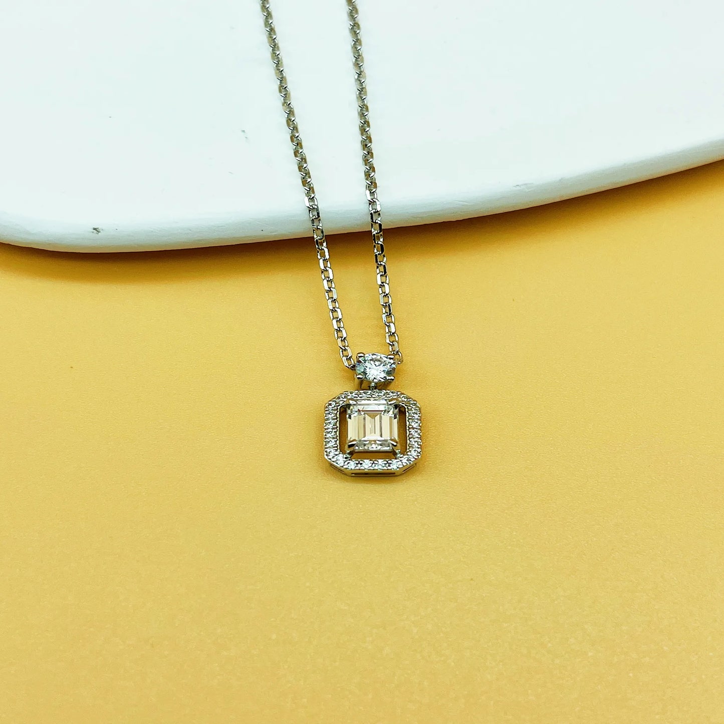 Rectangular White Diamond Necklace