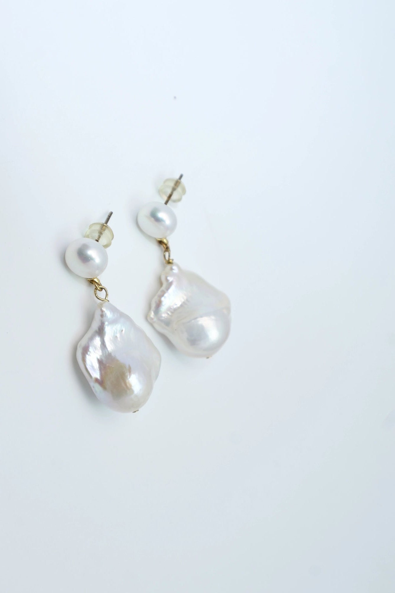 925 Sterling Silver Baroque Pearl Earrings