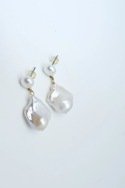 925 Sterling Silver Baroque Pearl Earrings