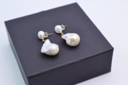 925 Sterling Silver Baroque Pearl Earrings