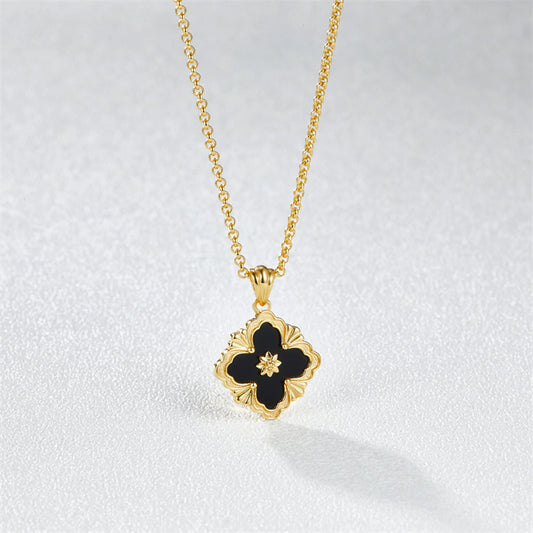 Wholesale Flower-Shaped Black Onyx Necklace