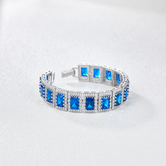 Blue spinel bracelet worn on wrist white gold plated supplier