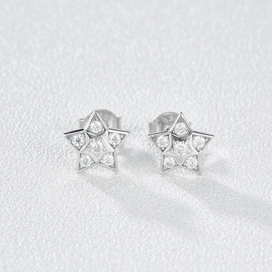 Pentagram earrings worn on ear gold plated supplier