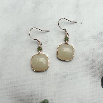 Chinese Style Hetian Jade Earrings