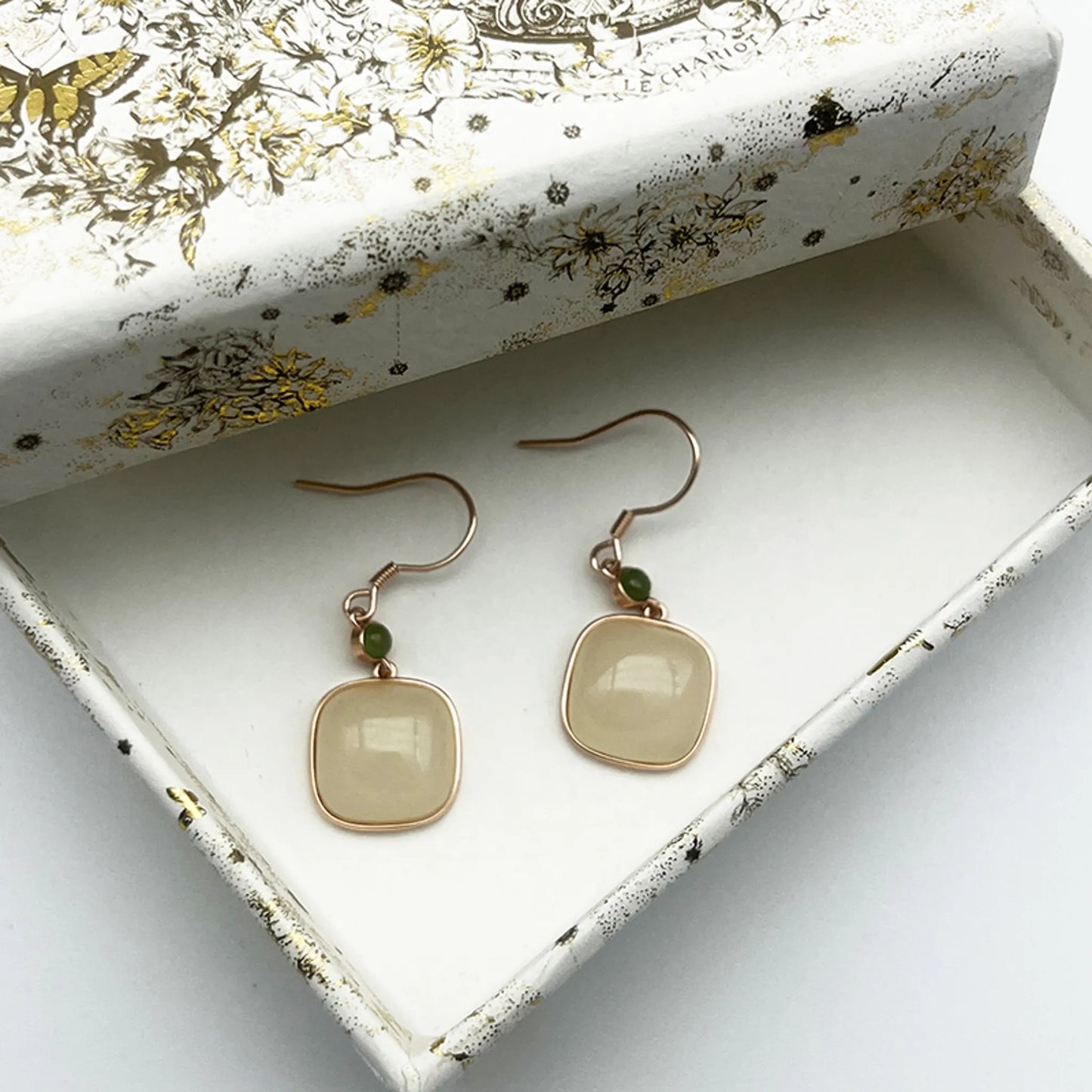 Chinese Style Hetian Jade Earrings