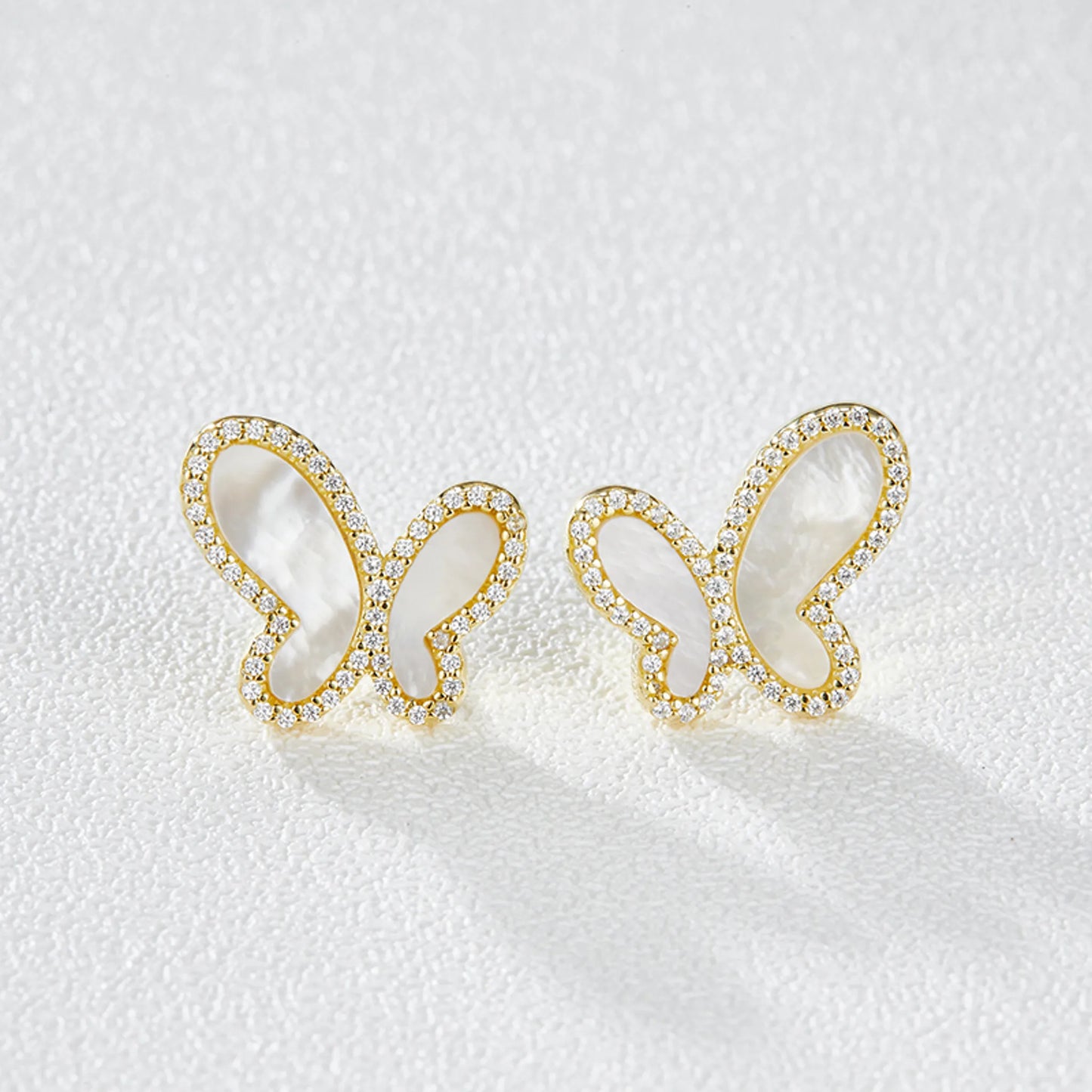 Butterfly White Shell Stud Earrings