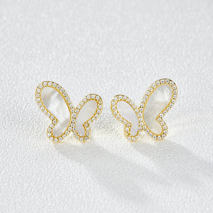 Butterfly White Shell Stud Earrings