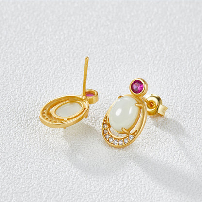 White Shell Egg-Shaped Earrings