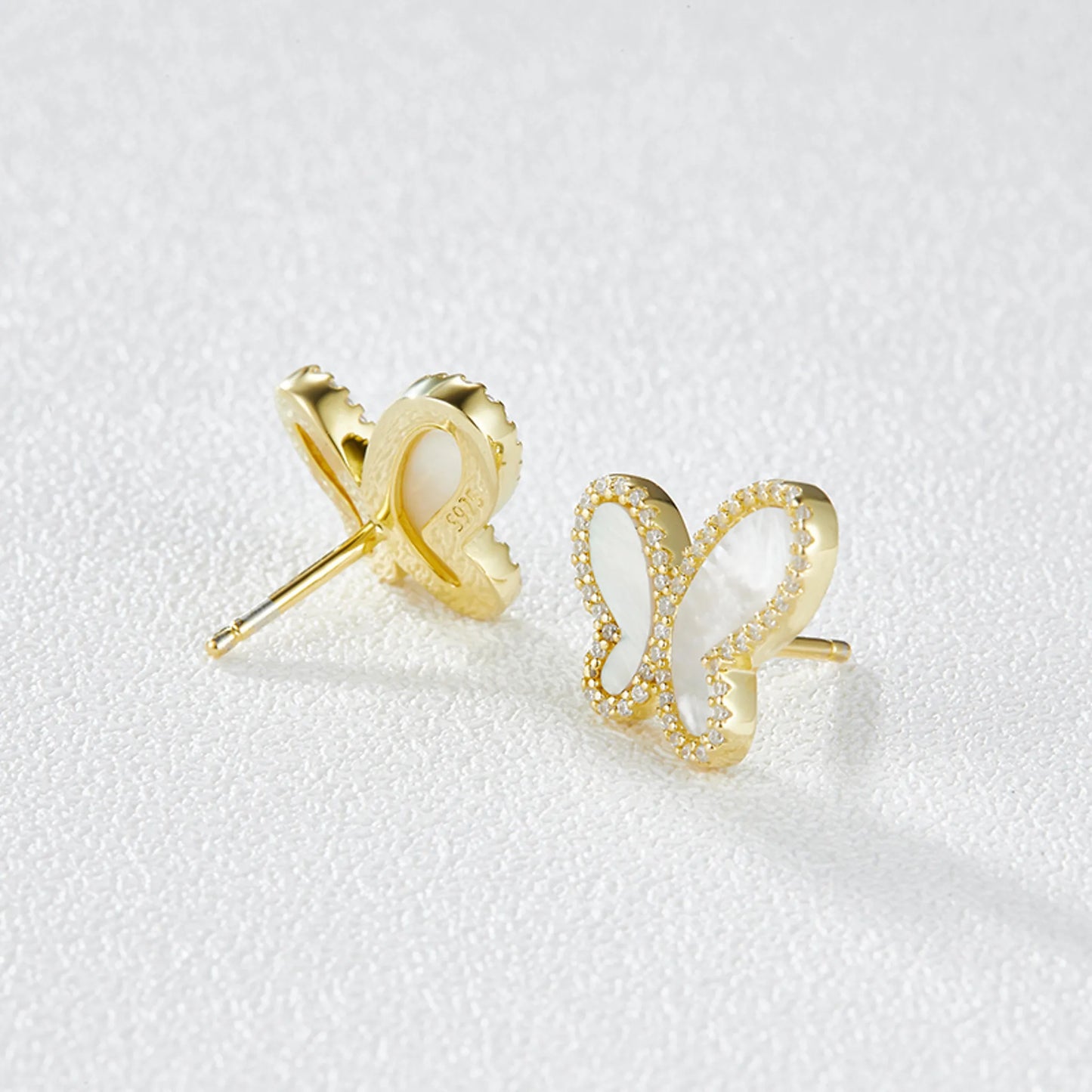 Butterfly White Shell Stud Earrings