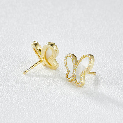 Butterfly White Shell Stud Earrings