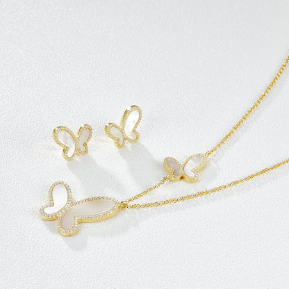 Butterfly White Shell Stud Earrings