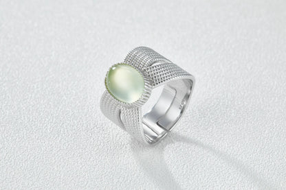 Prehnite ring worn on hand 925 silver gold plated supplier