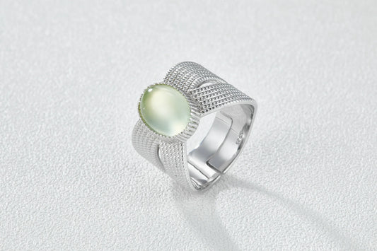Prehnite ring worn on hand 925 silver gold plated supplier