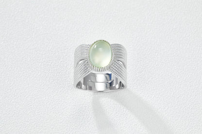 Natural prehnite stone ring detail 925 silver manufacturer