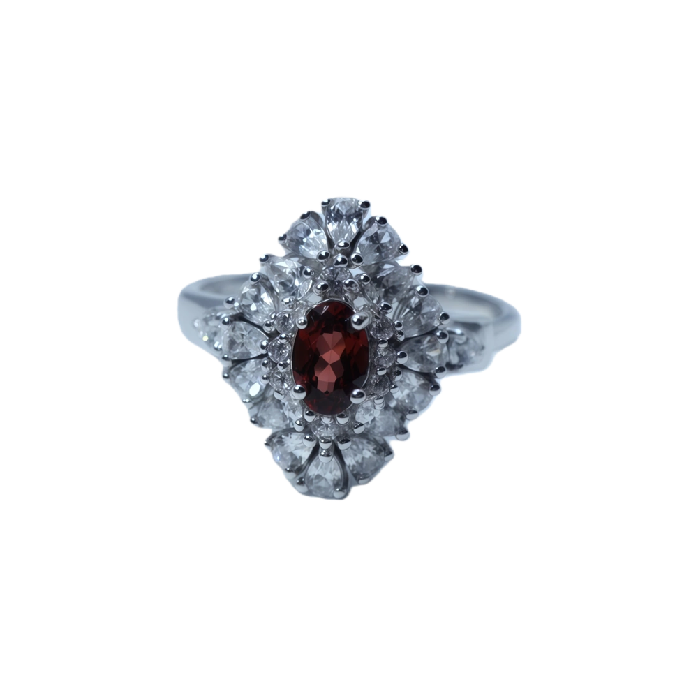 Quadrilateral Luxury Garnet Ring