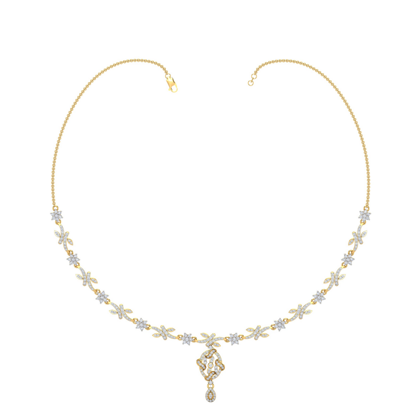 18K Gold Necklace & Earring Set 56 | Moissanite Natural Diamond Lab Diamond | Bridal Luxury | Bo Cheng Jewelry