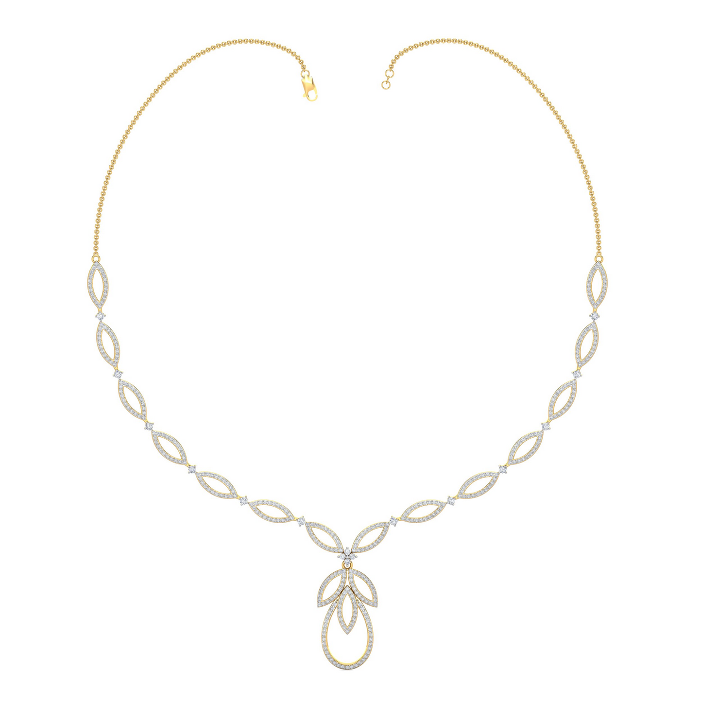 18K Gold Necklace & Earring Set 37 | Moissanite Natural Diamond Lab Diamond | Bridal Luxury | Bo Cheng Jewelry