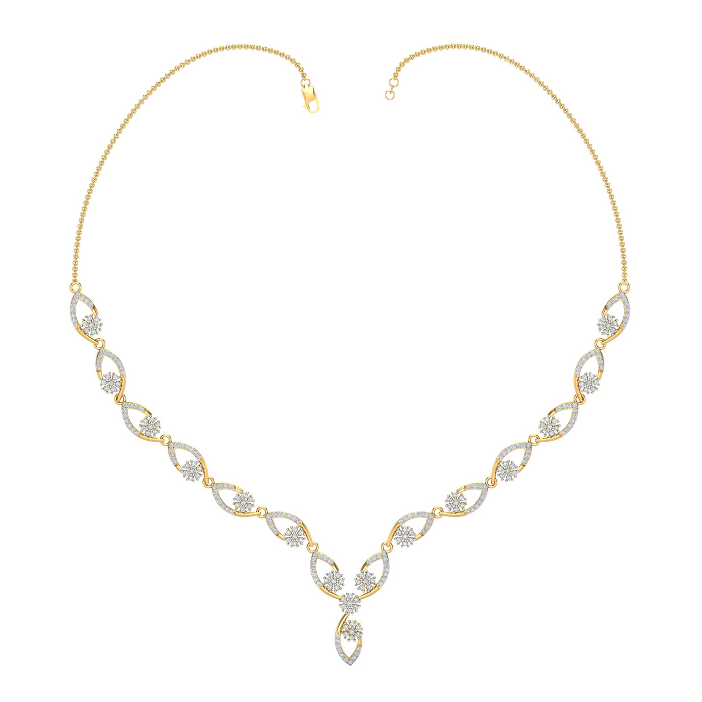 18K Gold Necklace & Earring Set 41 | Moissanite Natural Diamond Lab Diamond | Bridal Luxury | Bo Cheng Jewelry