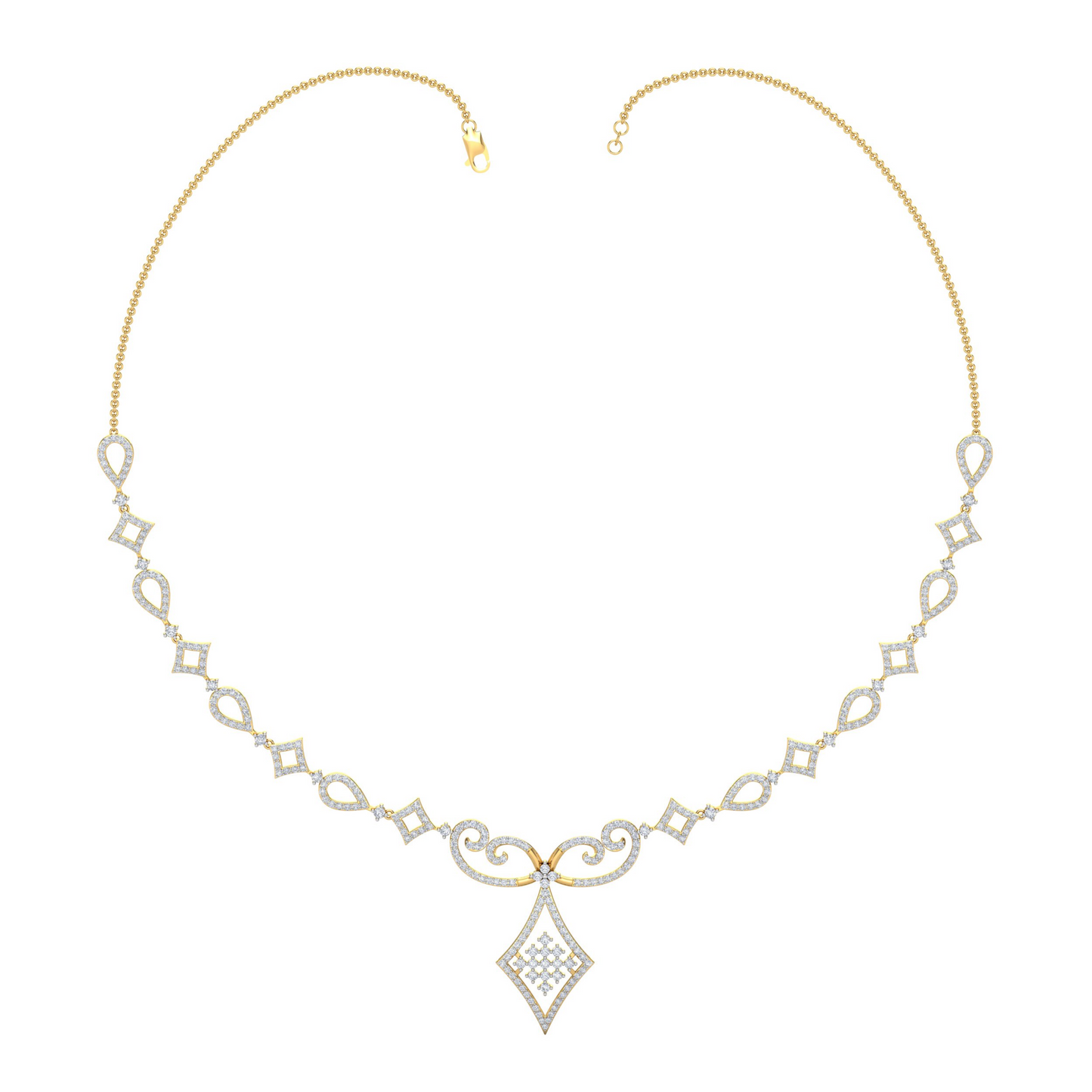 18K Gold Necklace & Earring Set 18 | Moissanite Natural Diamond Lab Diamond | Bridal Luxury | Bo Cheng Jewelry
