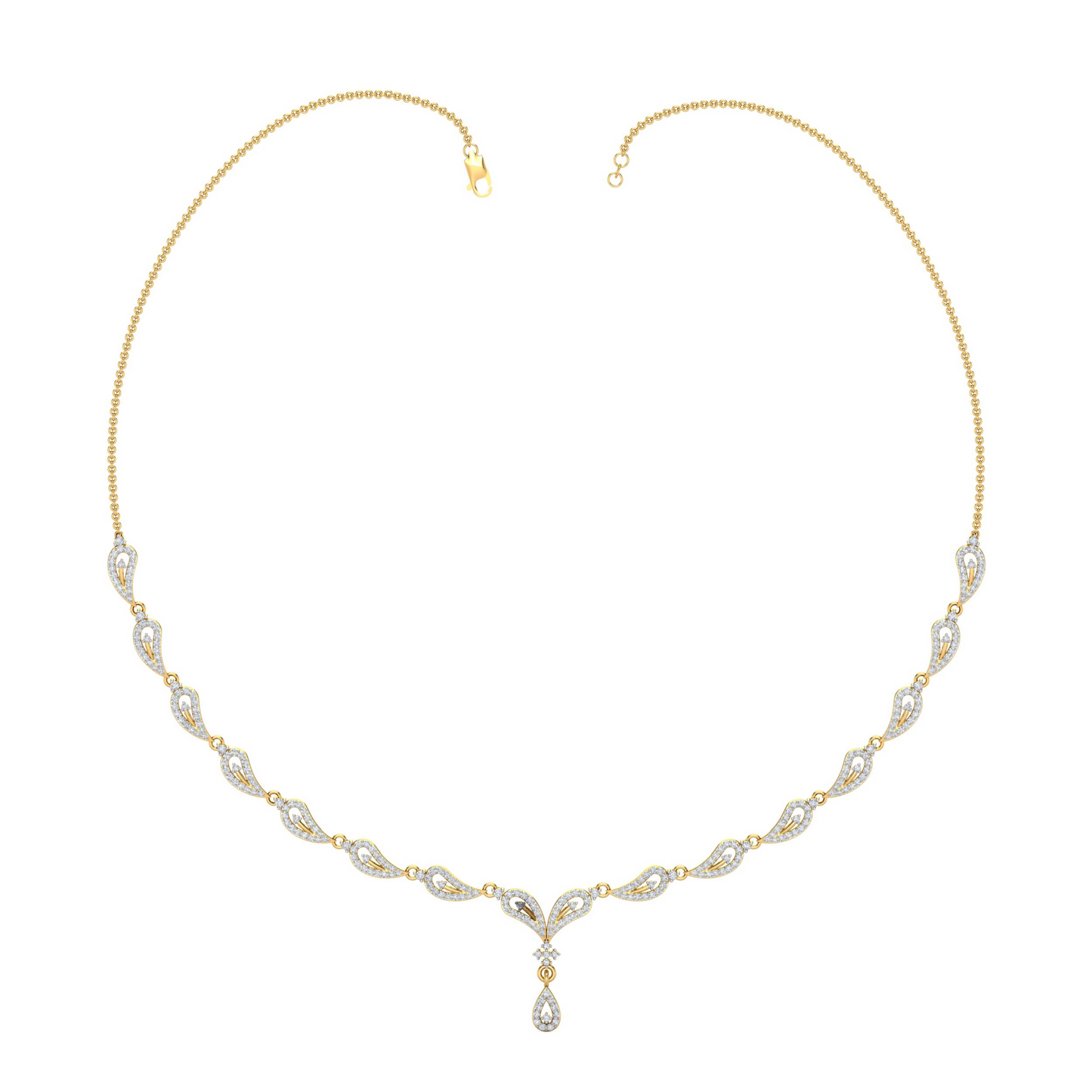 18K Gold Necklace & Earring Set 49 | Moissanite Natural Diamond Lab Diamond | Bridal Luxury | Bo Cheng Jewelry