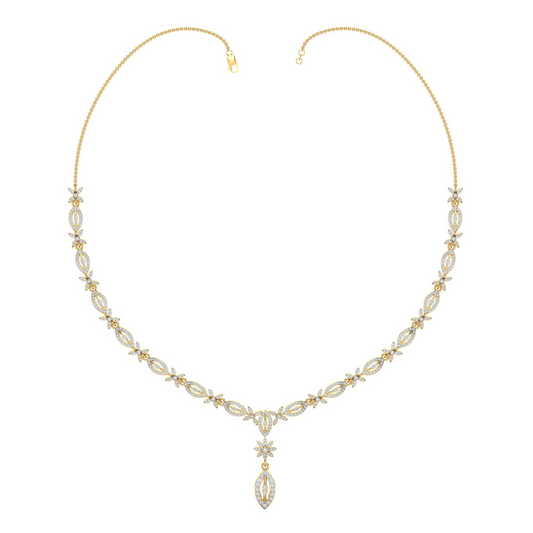 18K Gold Necklace & Earring Set 51 | Moissanite Natural Diamond Lab Diamond | Bridal Luxury | Bo Cheng Jewelry