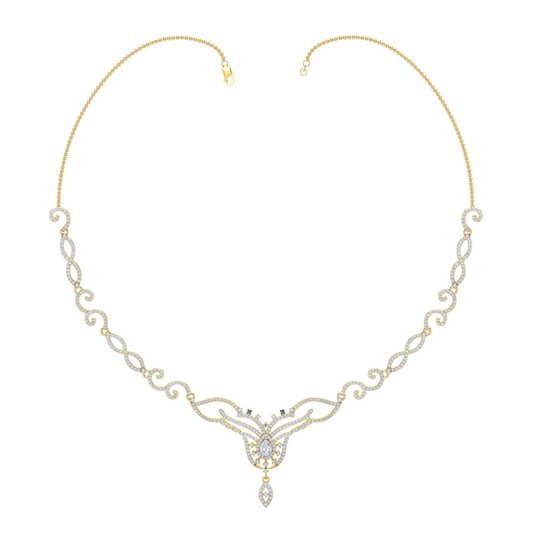18K Gold Necklace & Earring Set 52 | Moissanite Natural Diamond Lab Diamond | Bridal Luxury | Bo Cheng Jewelry