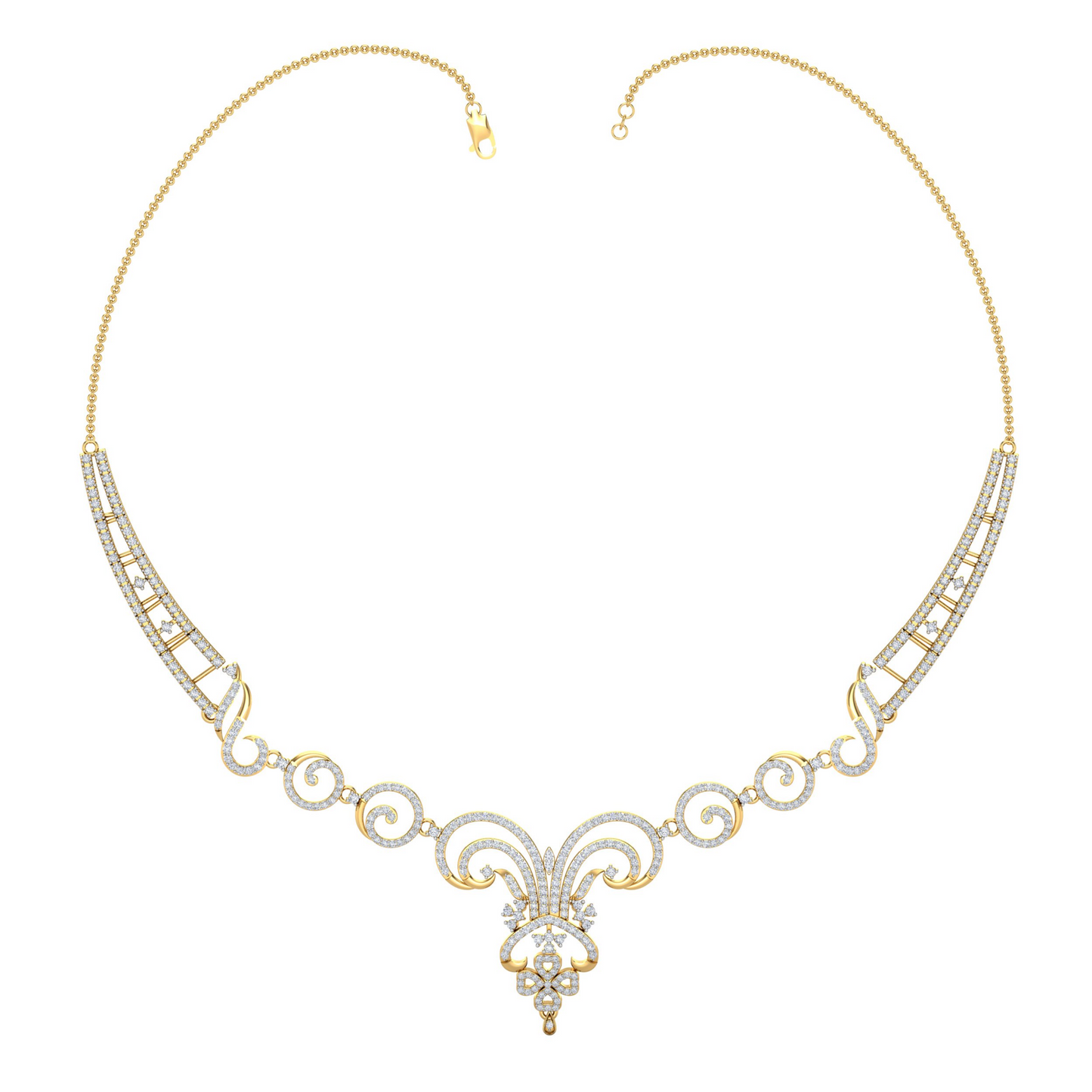 18K Gold Necklace & Earring Set 27 | Moissanite Natural Diamond Lab Diamond | Bridal Luxury | Bo Cheng Jewelry
