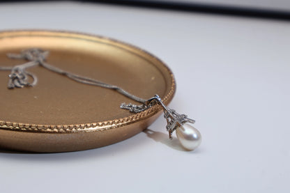 Eiffel Tower Pearl Drop Necklace,